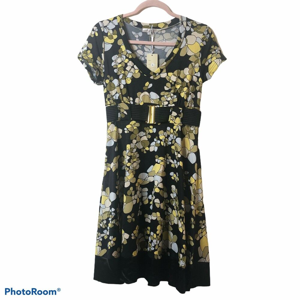 Lucy Paris Retro Fit & Flare Belted Dress Black